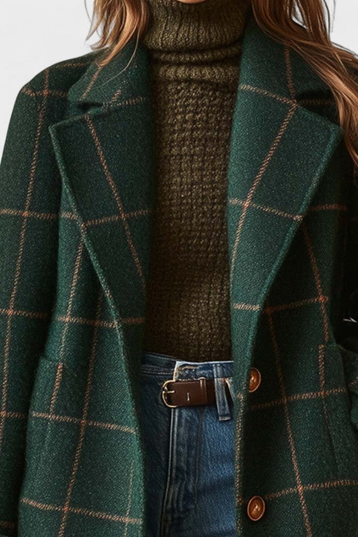 Yasmin | Green Checked Long Coat