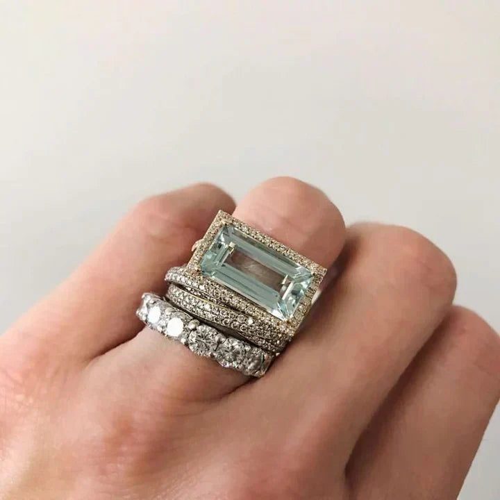 Collection of Antique Silver Rings Featuring Turquoise Glass Accents