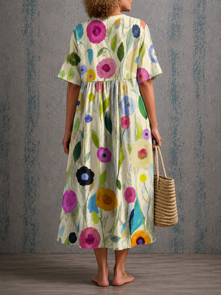 Rosalie | Half Sleeve Linen Dress