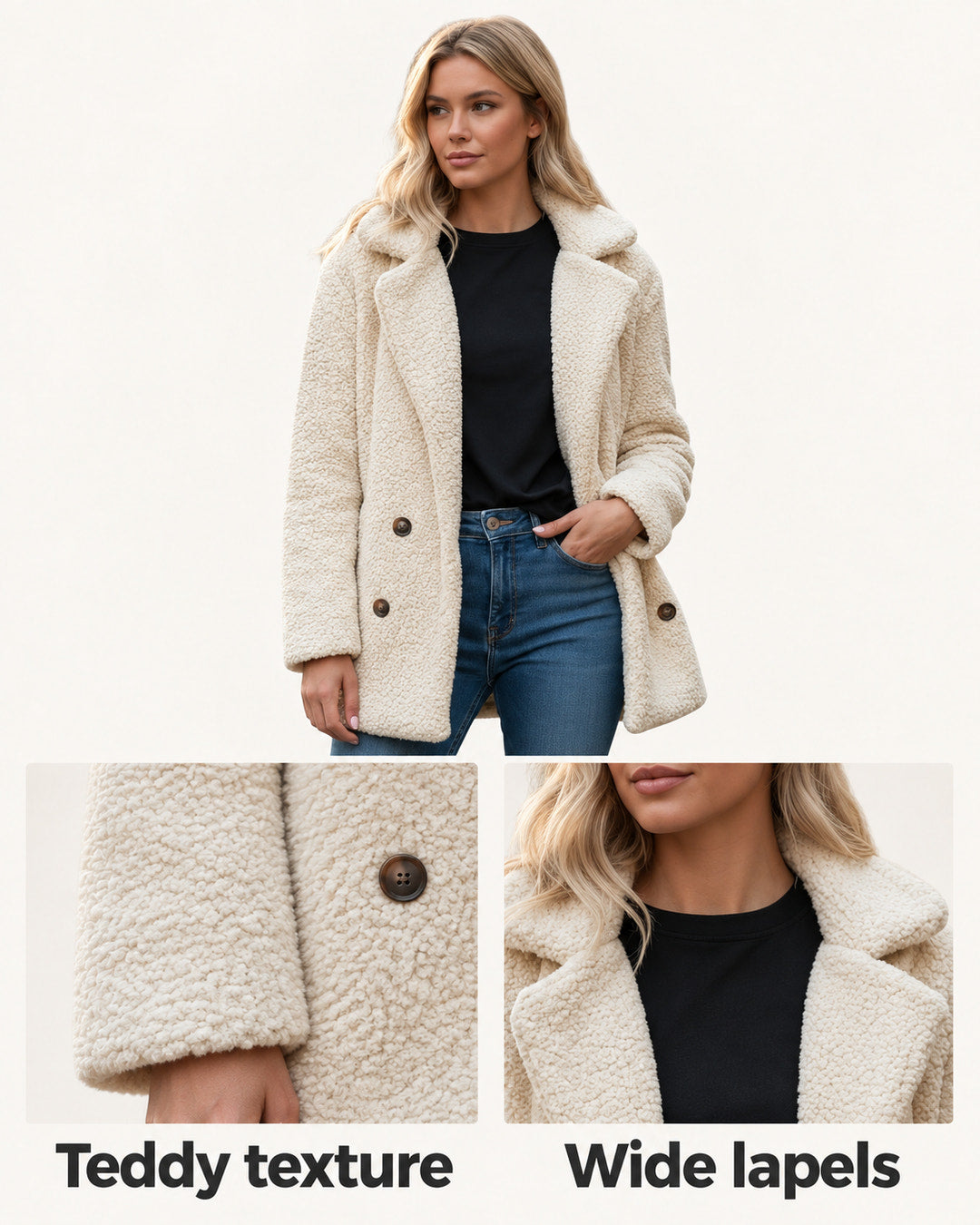 Ada | Cream Teddy Coat