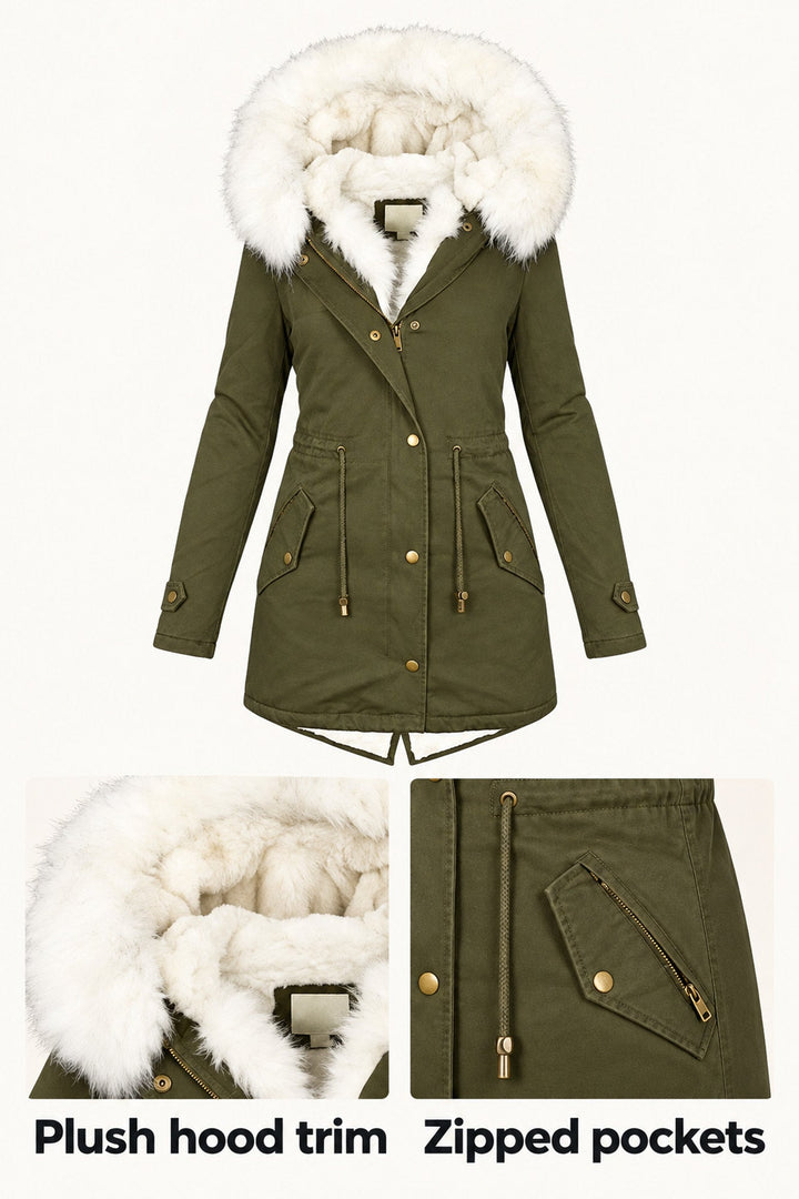 Aisha | Olive Faux-Fur Hooded Parka