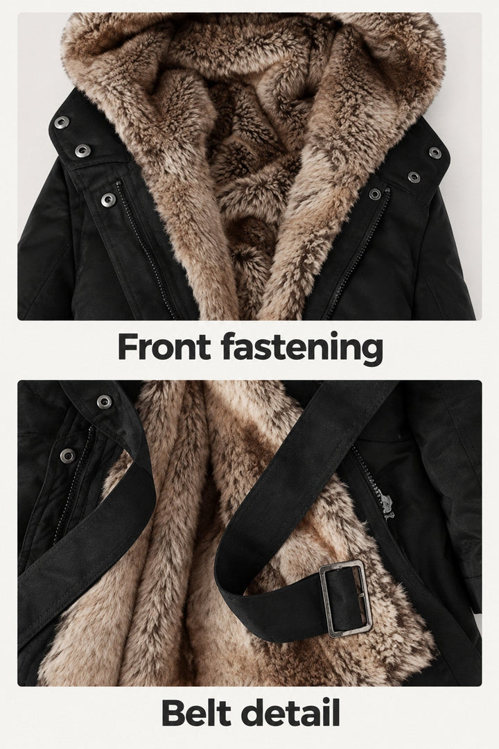 Alexandra | Black Faux-Fur Lined Winter Coat