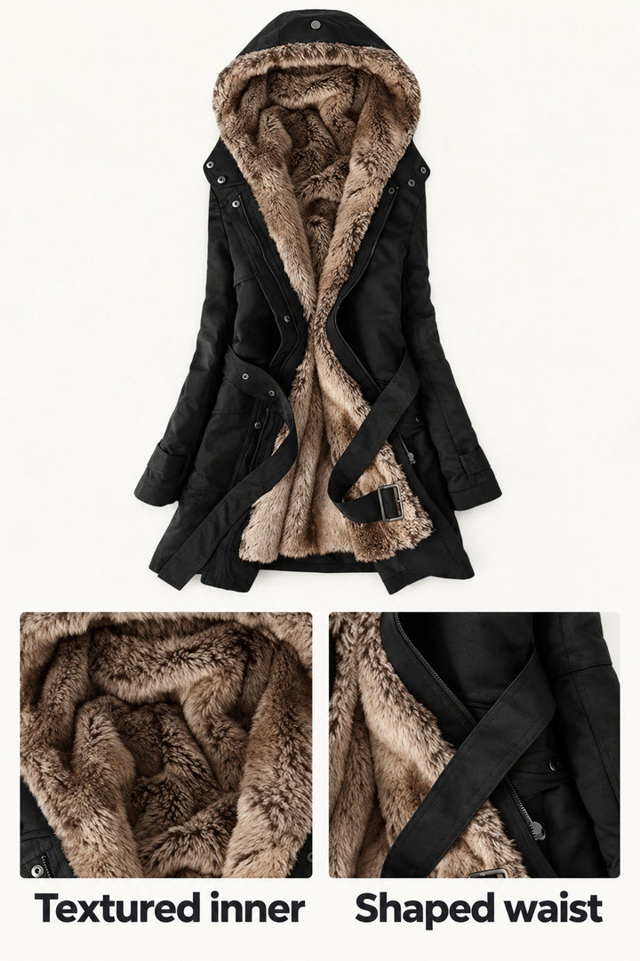 Alexandra | Black Faux-Fur Lined Winter Coat