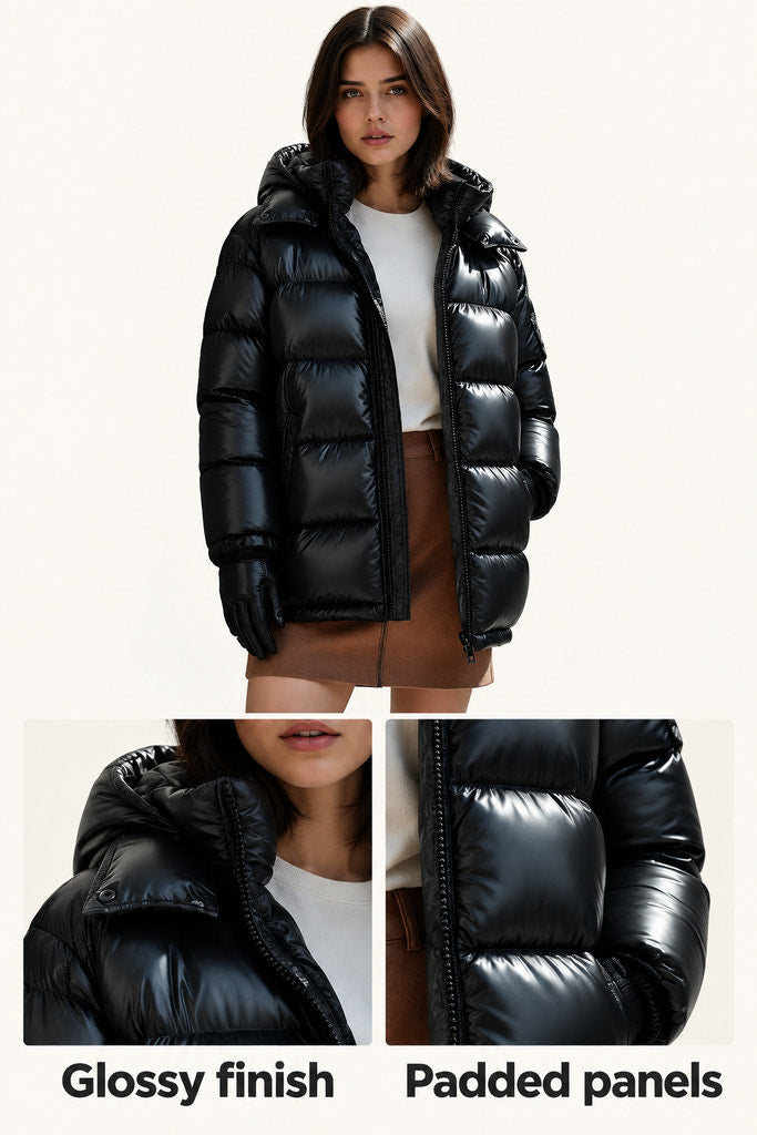 Alma | Black Hooded Puffer Jacket