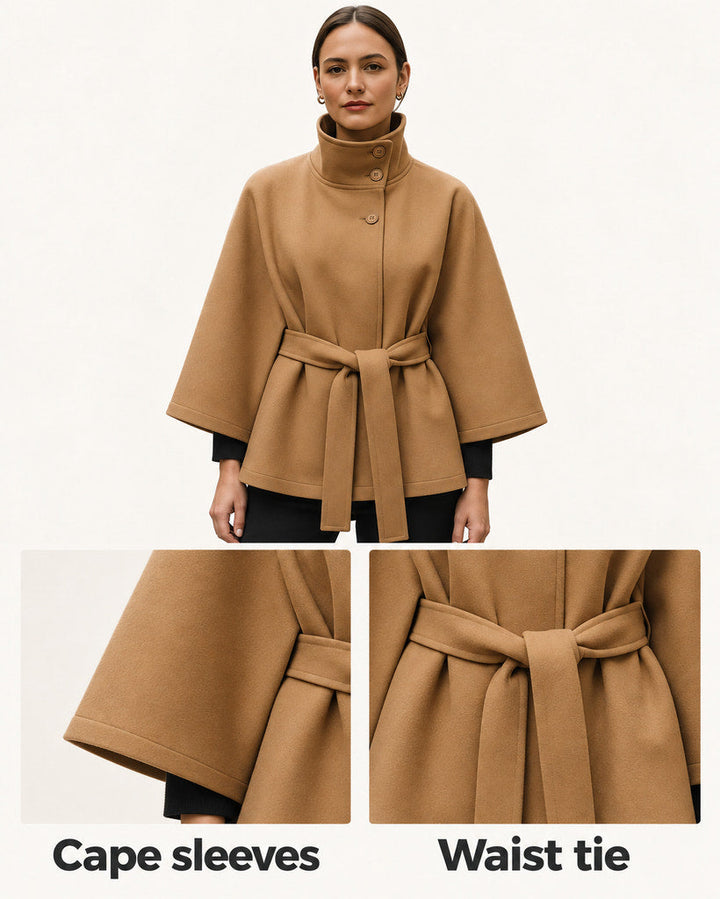 Amelia | Camel Belted Cape Coat