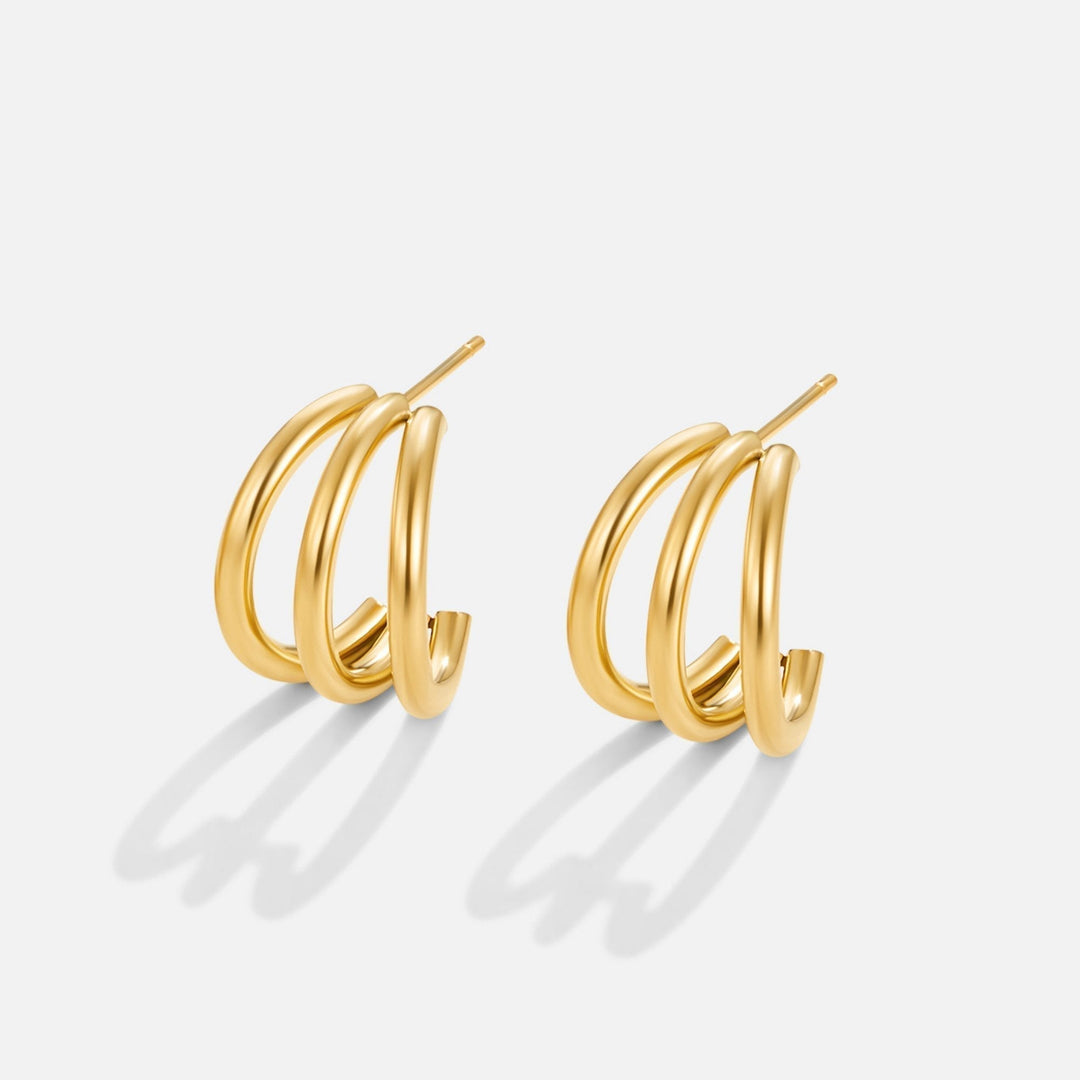 Hélène – Gold Mini Hoop Earrings with Textured Finish