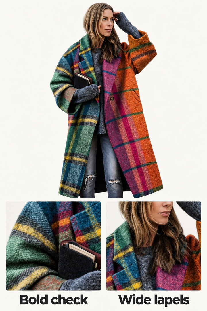 Catrin | Colourful Checked Oversized Coat