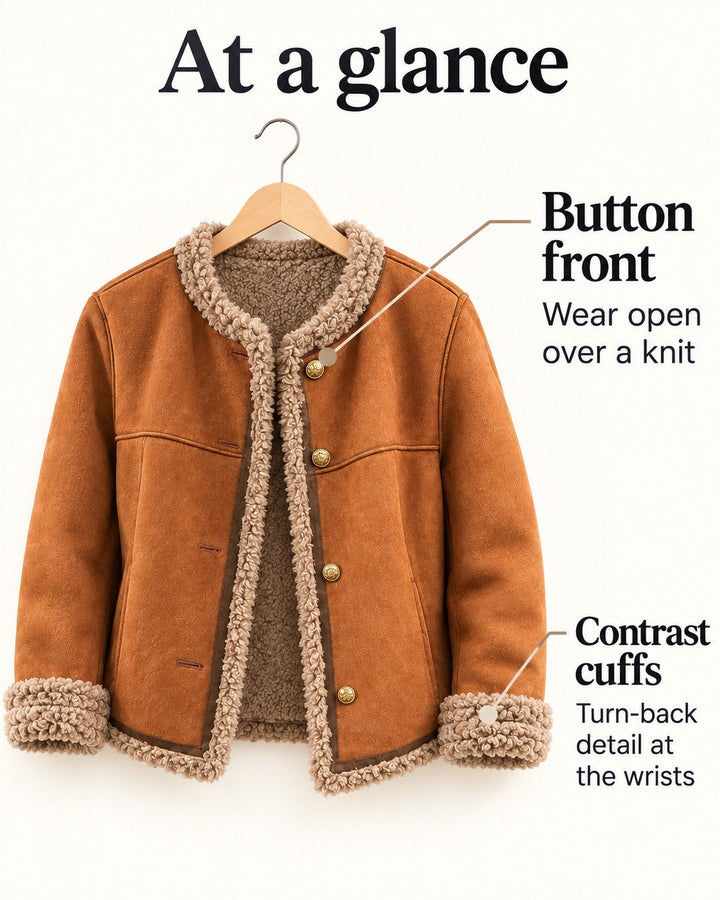 Eleanor | Tan Shearling-Look Jacket