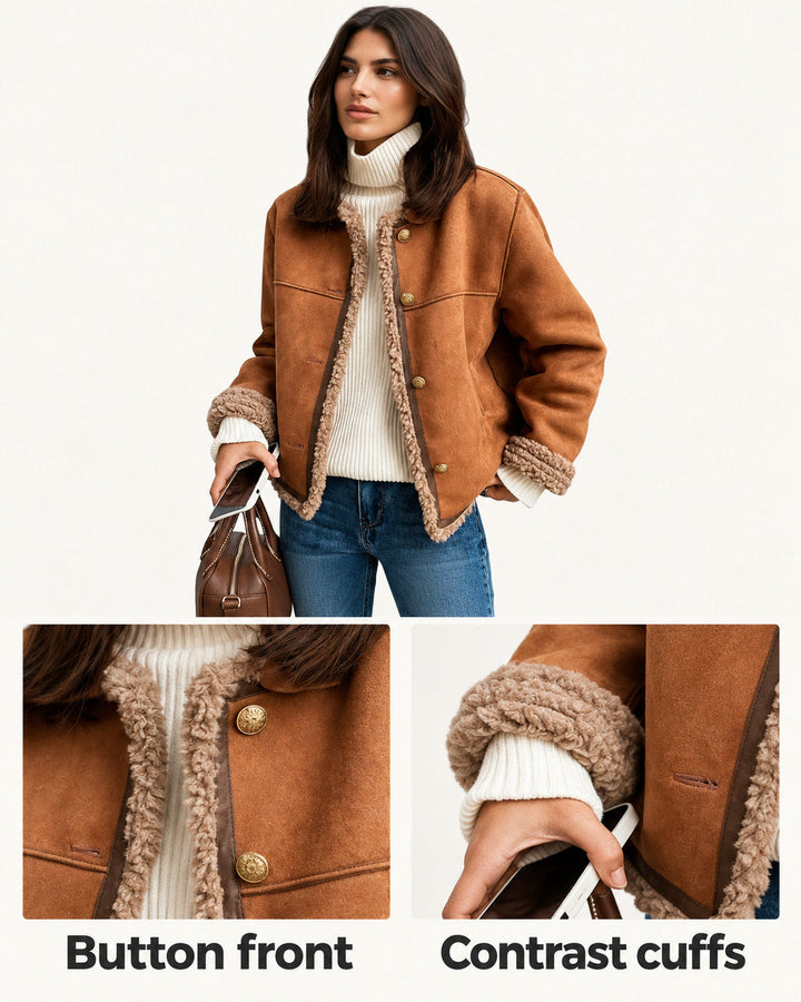 Eleanor | Tan Shearling-Look Jacket