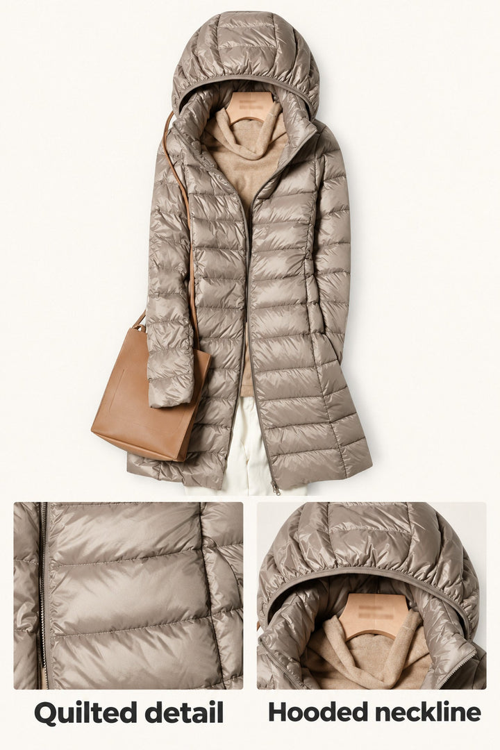 Esther | Champagne Hooded Puffer Jacket