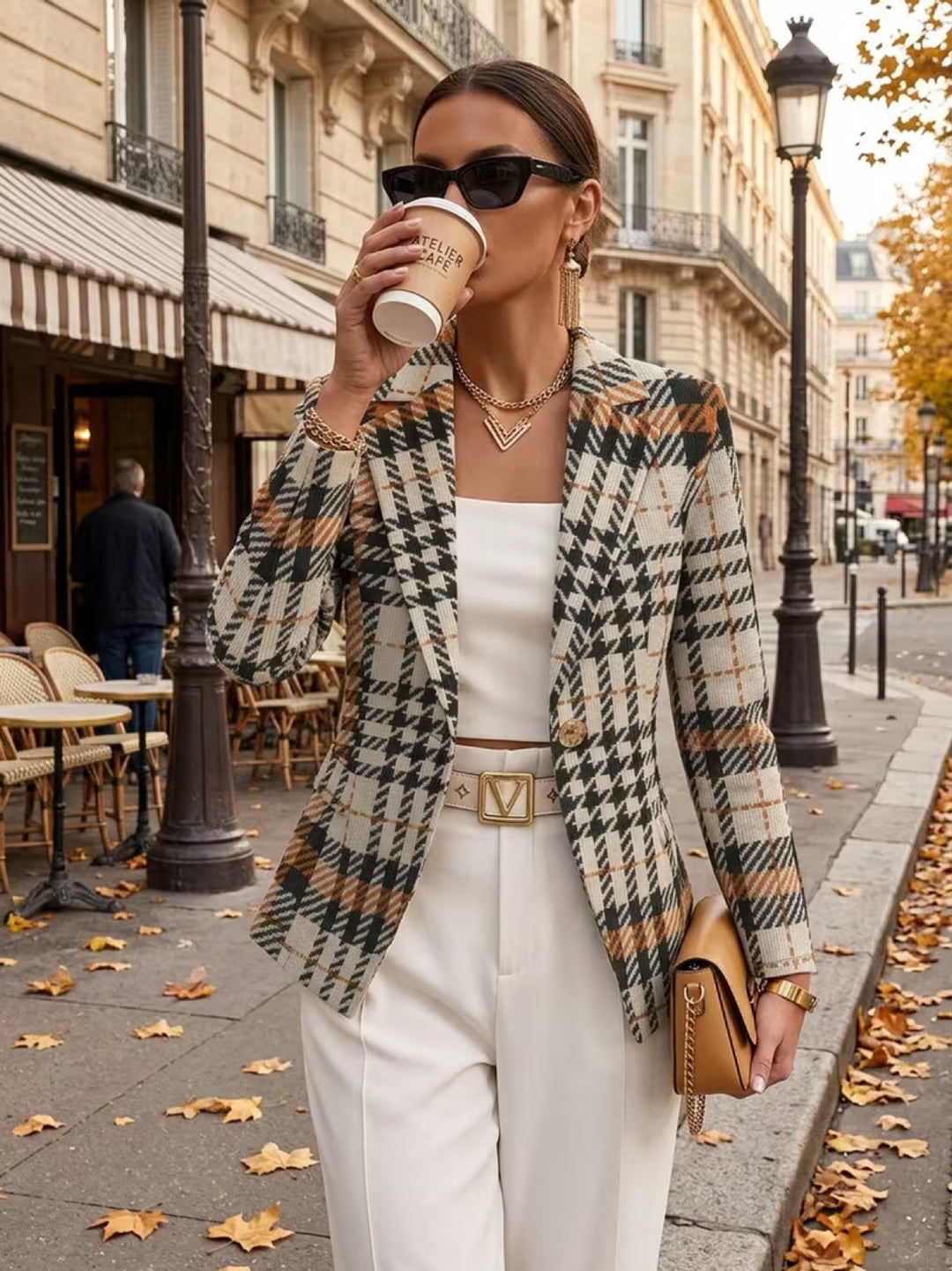 Ghislaine Houndstooth Blazer