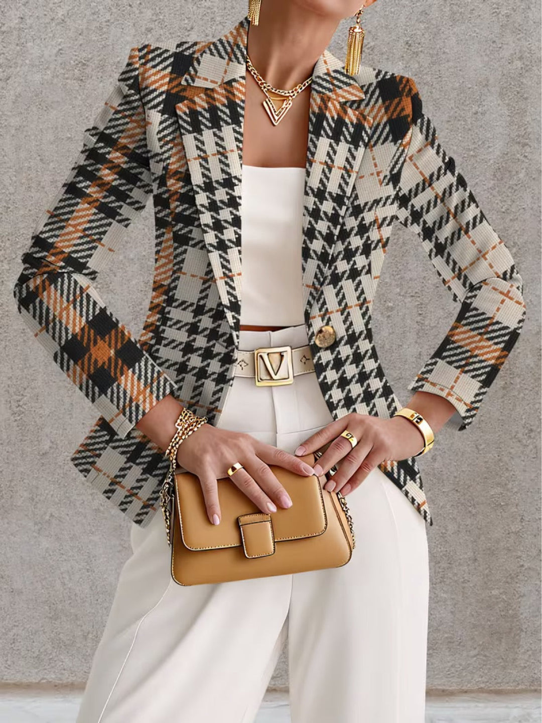 Ghislaine Houndstooth Blazer