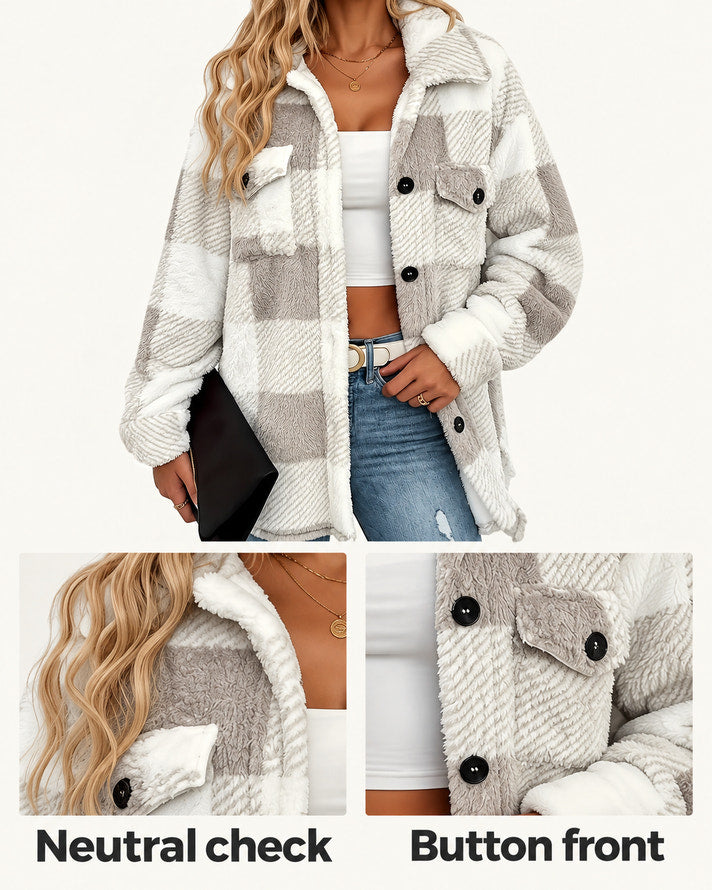 Gina | Checked Fleece Jacket
