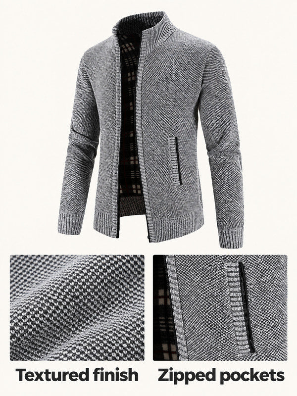 Harvey | Grey Textured Zip Jacket