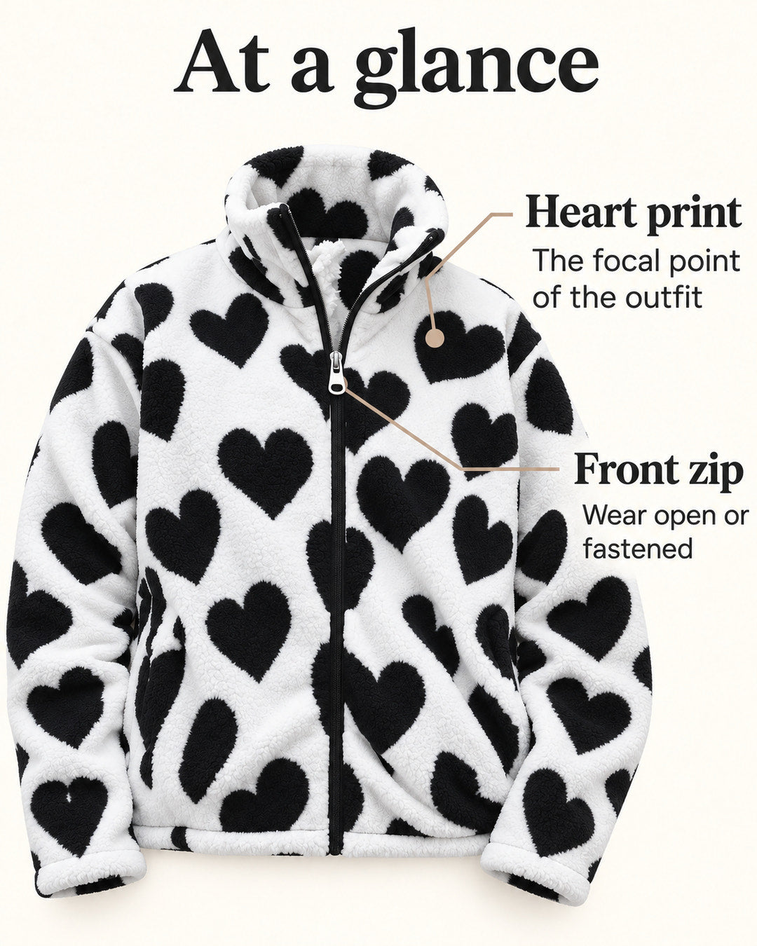 Helena | Heart Print Reversible Jacket