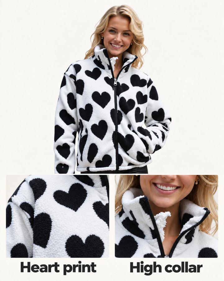 Helena | Heart Print Reversible Jacket