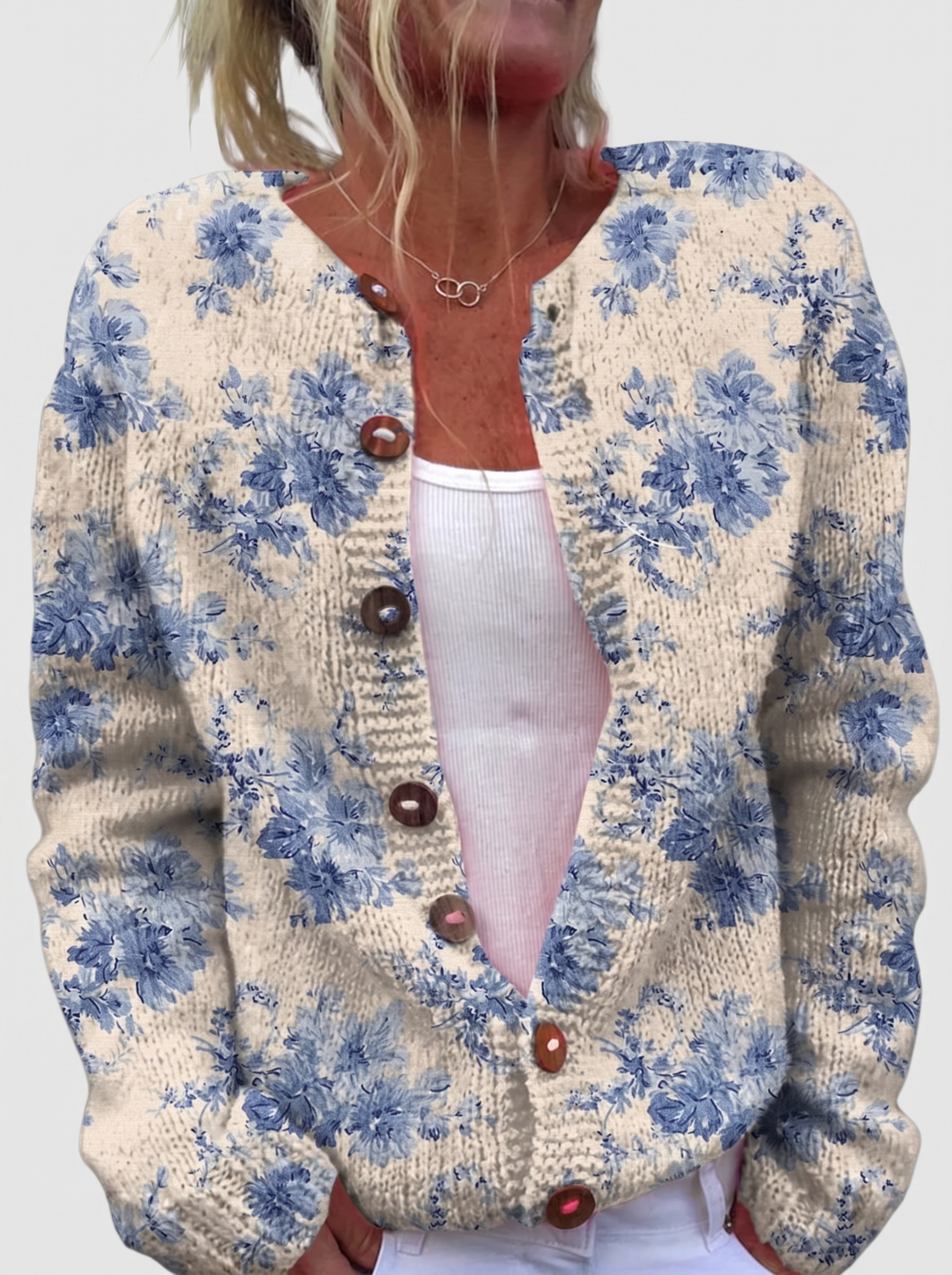 Ingrid | Cardigan with Blue Flowers