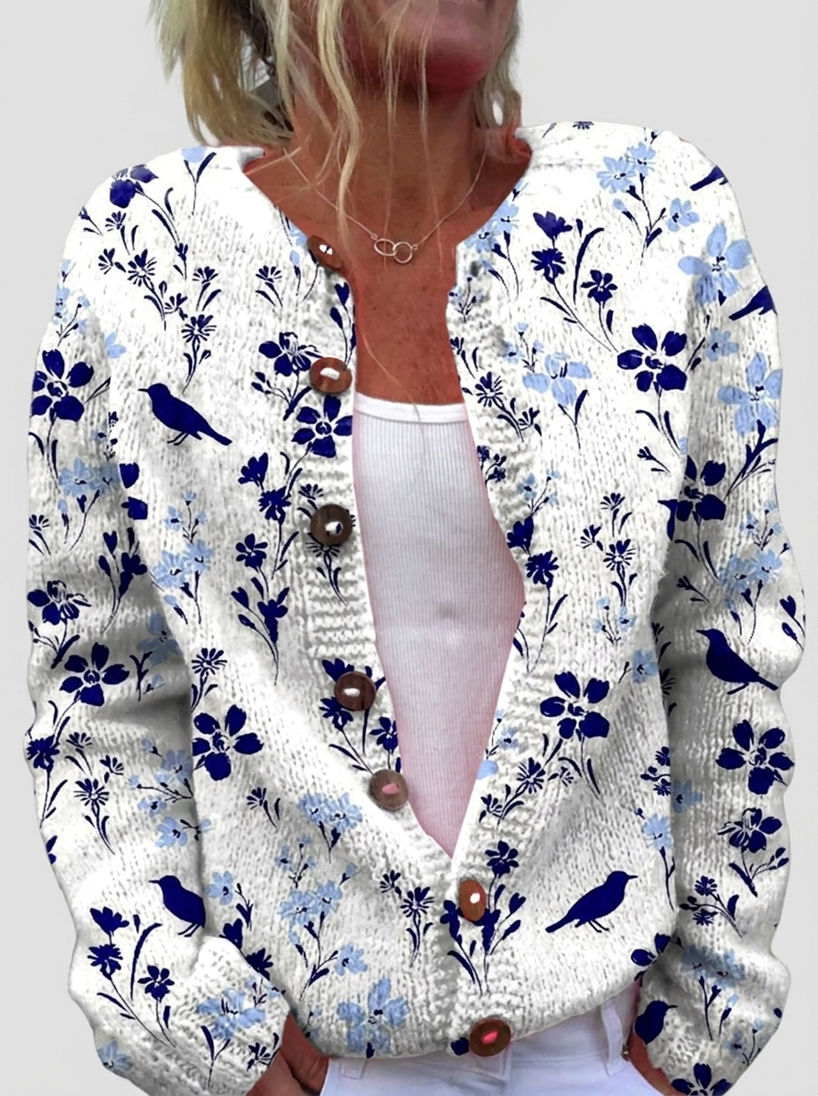 Brigitte | Cardigan with Birds & Flowers