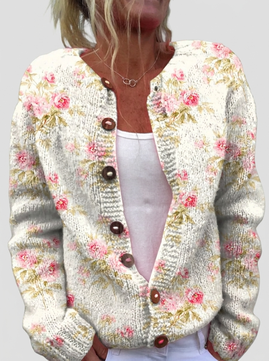 Gabriele | Cardigan with Rose Pattern