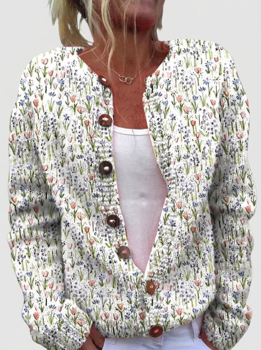 Ursula | Cardigan with Delicate Wildflowers