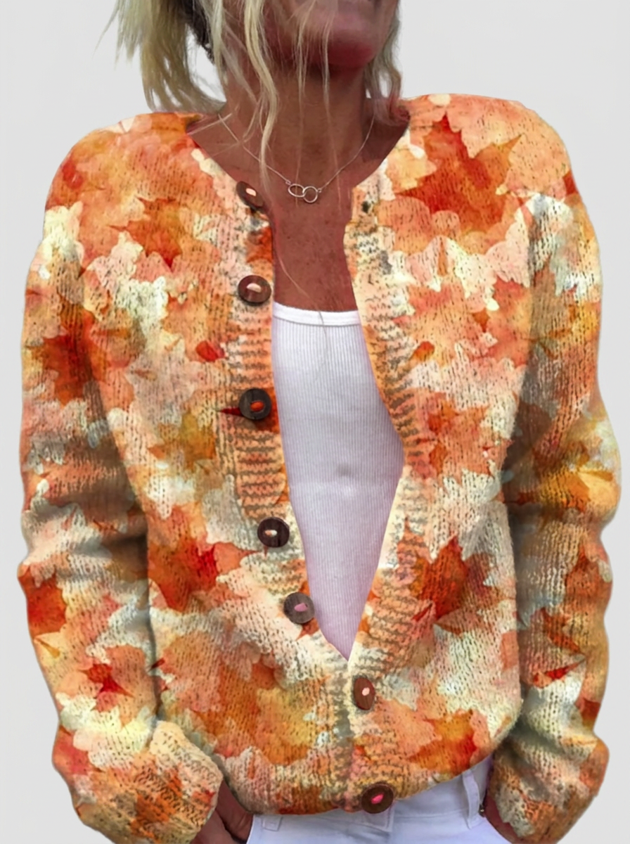 Helga | Cardigan with Autumn Leaves