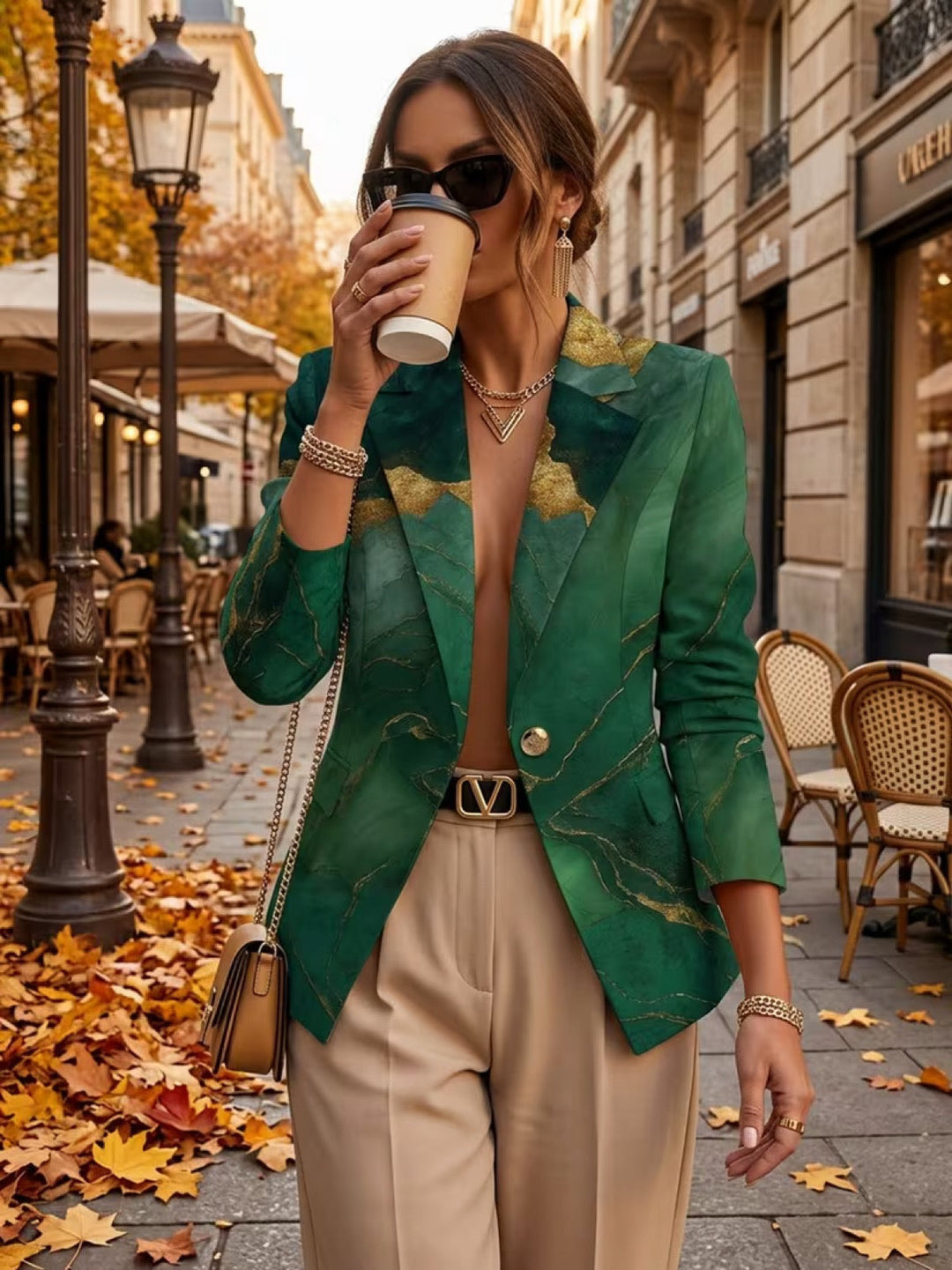 Honorine Emerald Marble Blazer