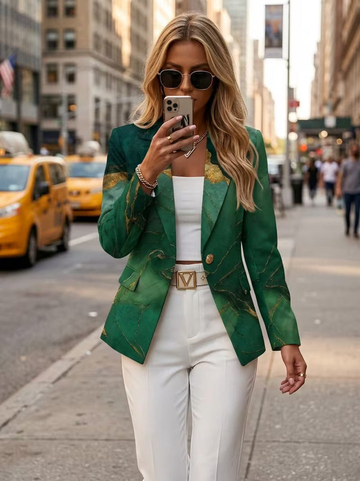Honorine Emerald Marble Blazer
