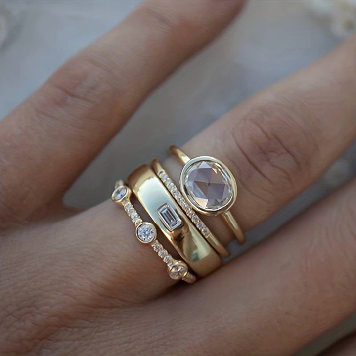 Lily - Gold Vintage Ring Set with Zirconia Accents