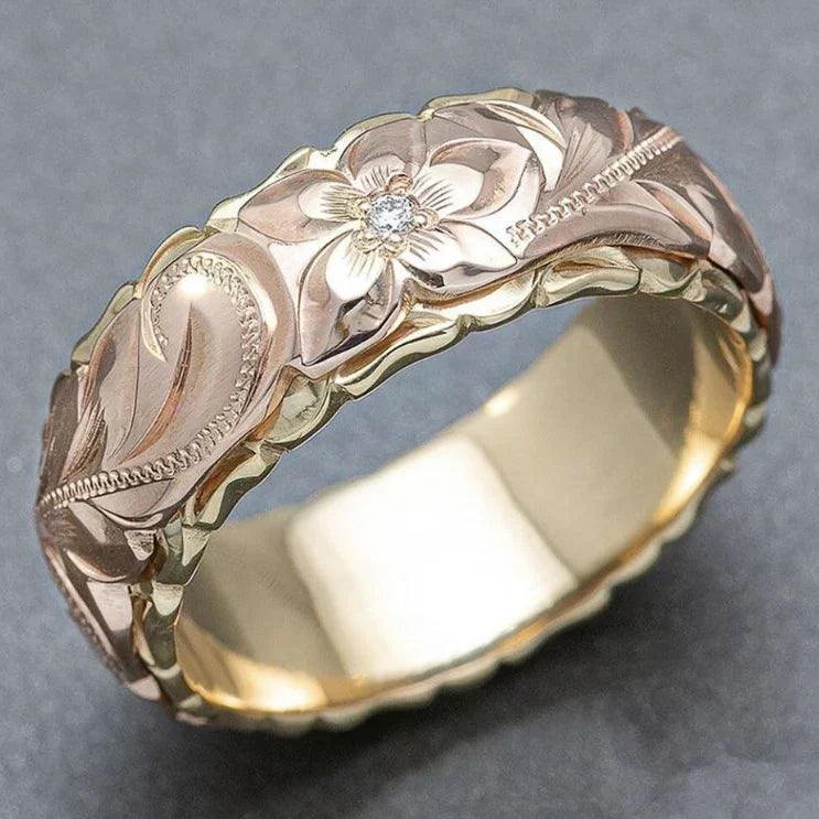 Vintage Rose Blossom Gold Ring