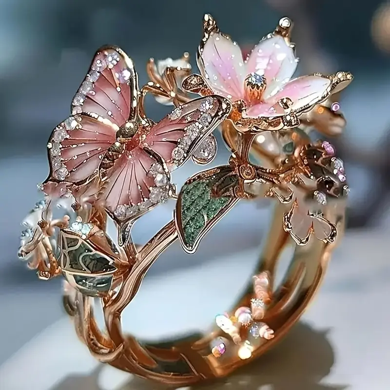 Natural Light Zirconia Butterfly Ring