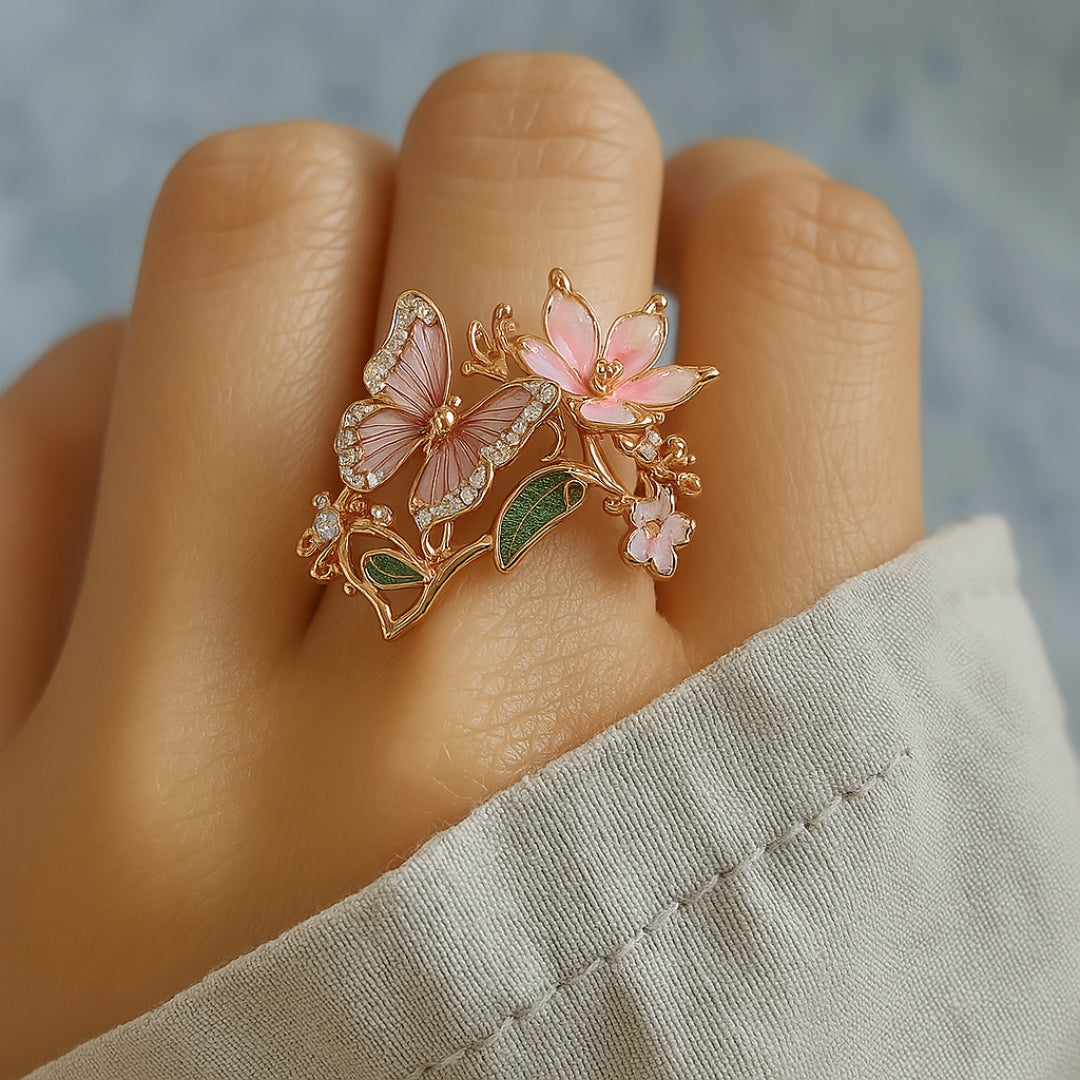 Natural Light Zirconia Butterfly Ring