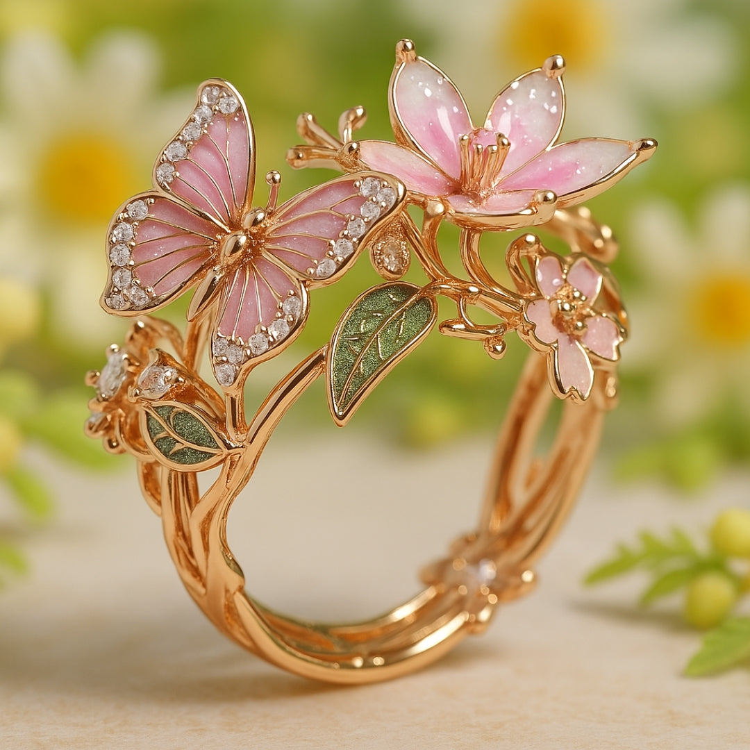 Natural Light Zirconia Butterfly Ring