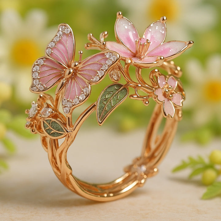 Natural Light Zirconia Butterfly Ring