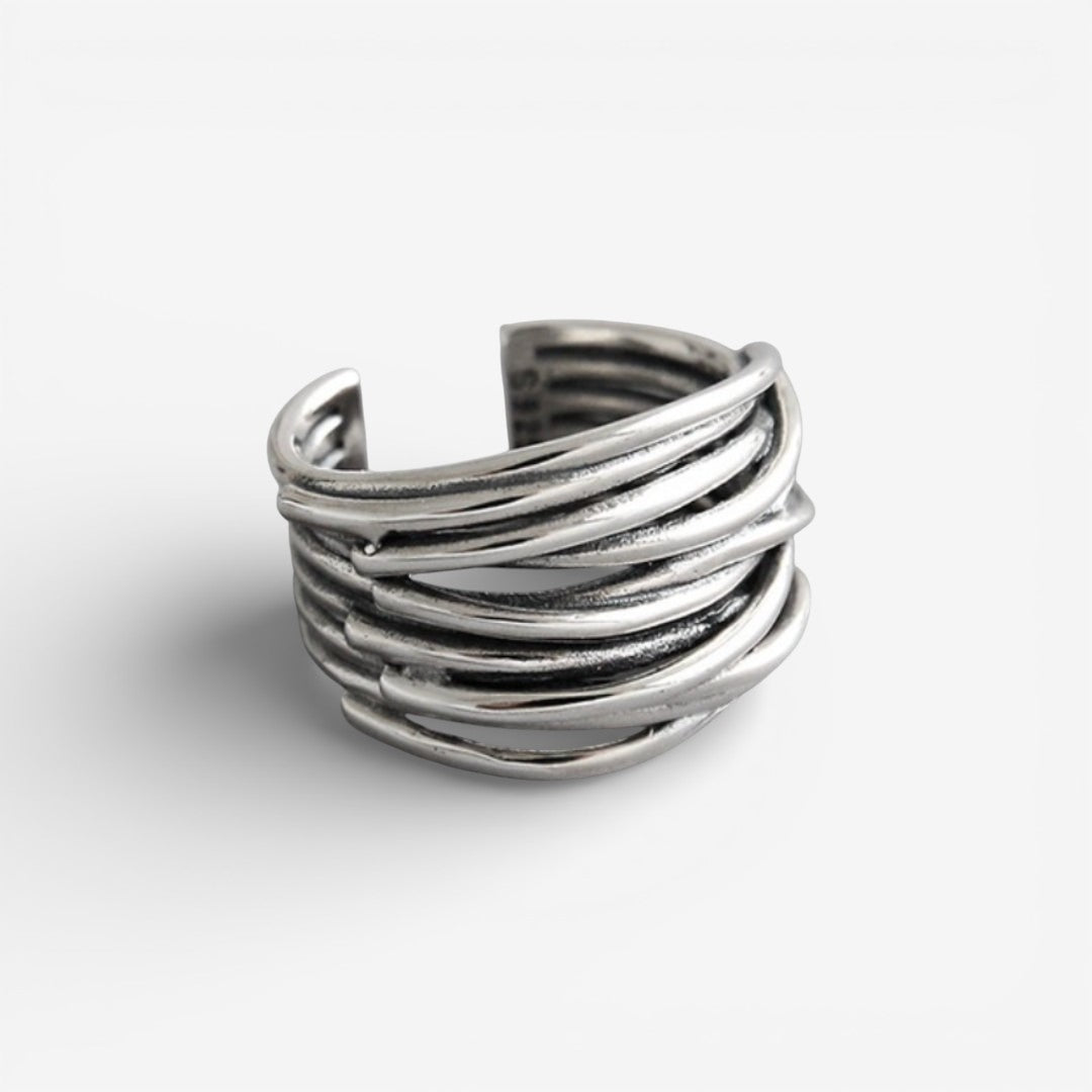 Layered Adjustable Ring Crafted from 925 Sterling Silver