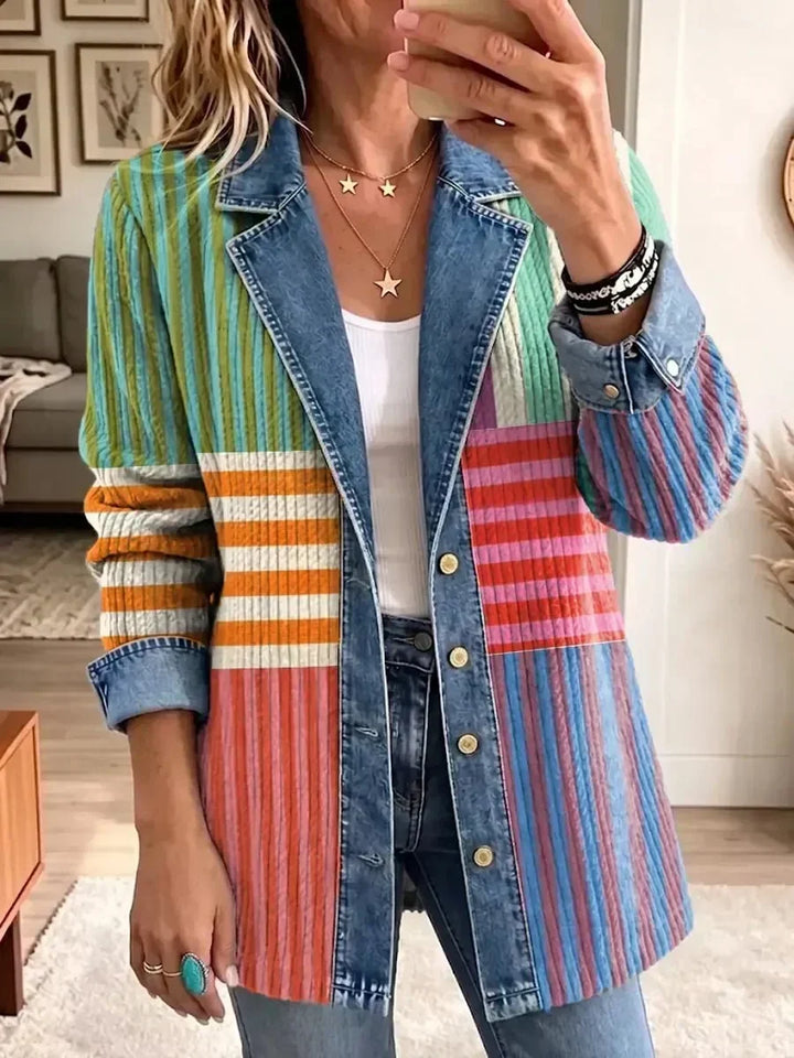 Kathinka Retro Jacket with Geometric Print