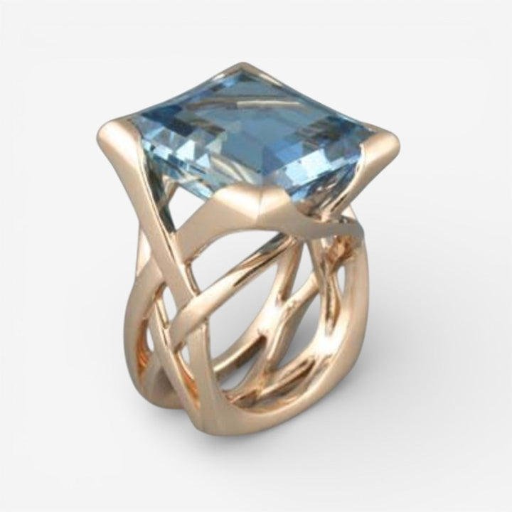 Vintage Blue Zirconium Rose Gold Ring