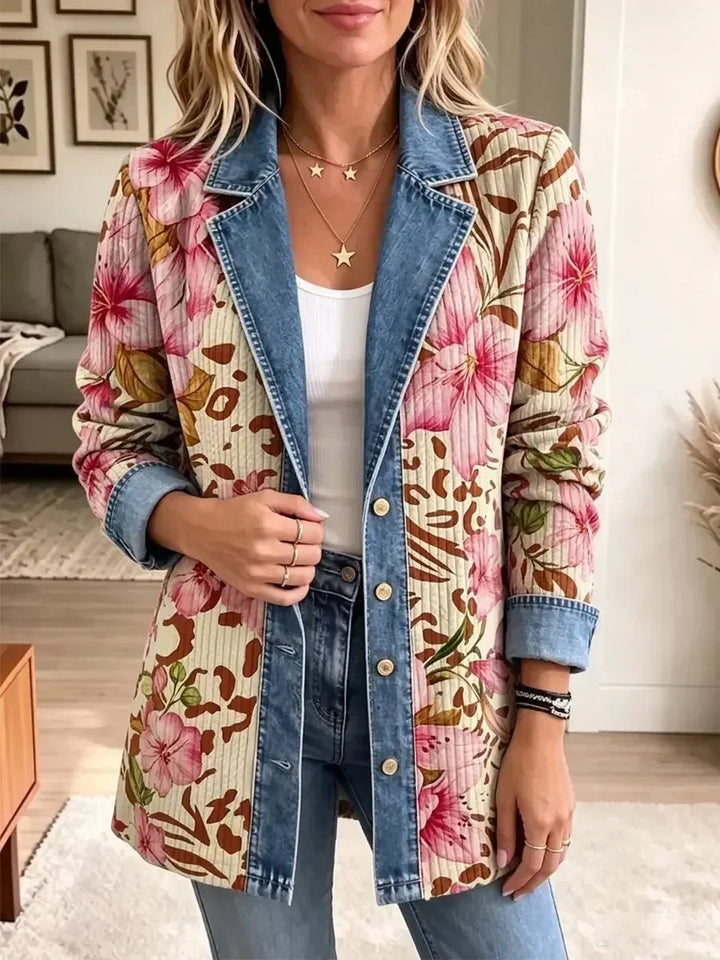 Runa Retro Jacket with Floral and Leopard Print in Pink - image 2