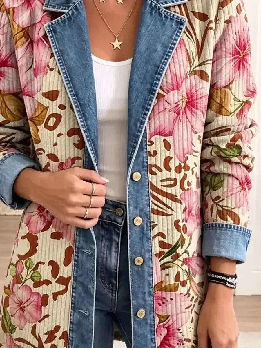 Runa Retro Jacket with Floral and Leopard Print in Pink - image 3