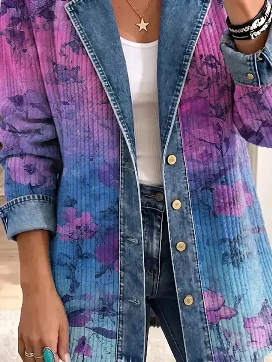 Emmi Retro Jacket with Artistic Floral Print in Purple - image 3