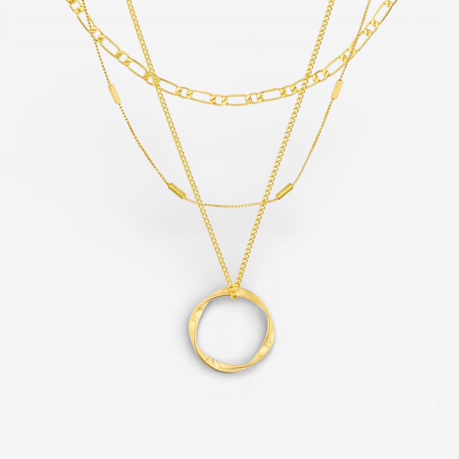Triple Row Open Ring Necklace