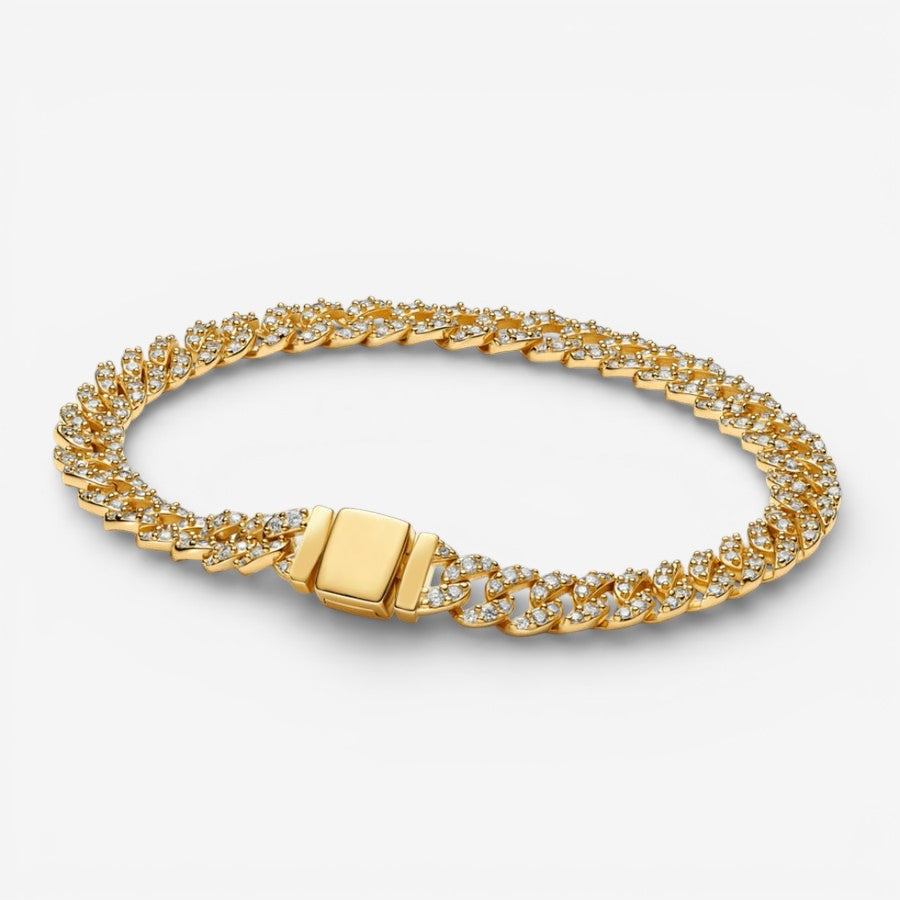 Cuban Link Bracelet with Moissanite Accents