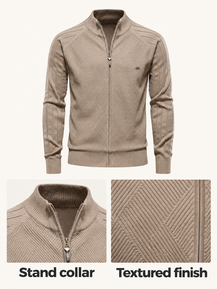 James | Taupe Zip Knit Jacket