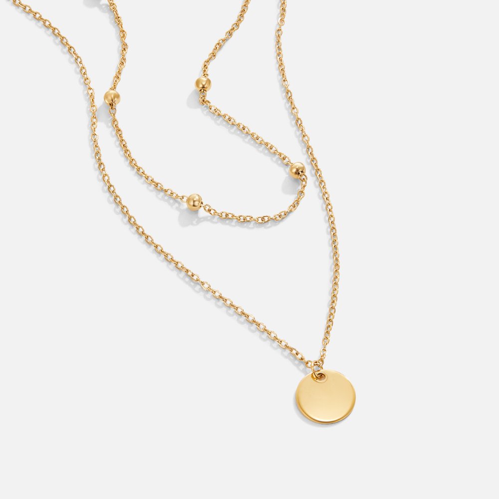Anne-Léna – Double Gold Necklace Featuring Charm Pendant