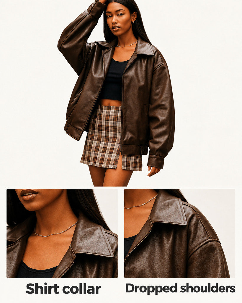 Leanne | Oversized Faux-Leather Jacket