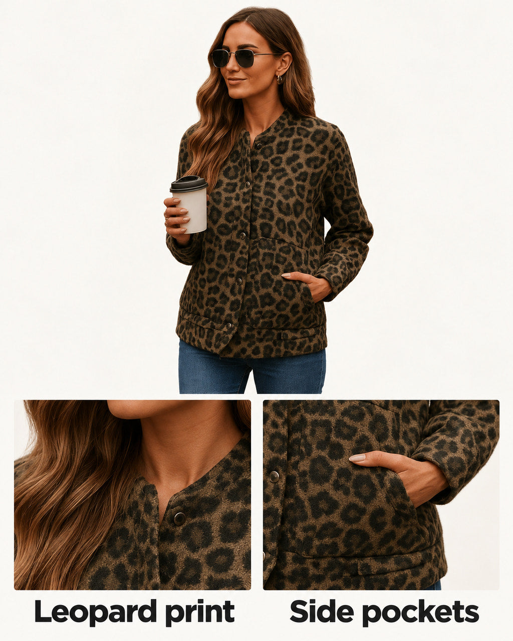 Leona | Leopard Print Bomber Jacket