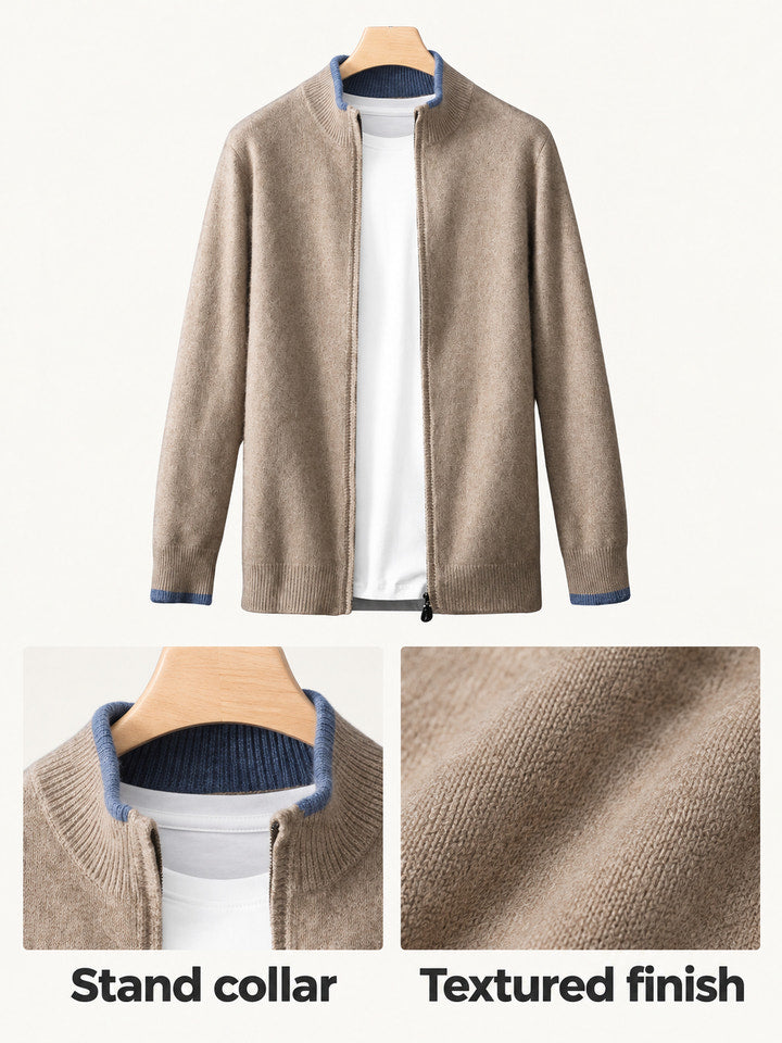 Lewis | Taupe Zip-Front Jacket