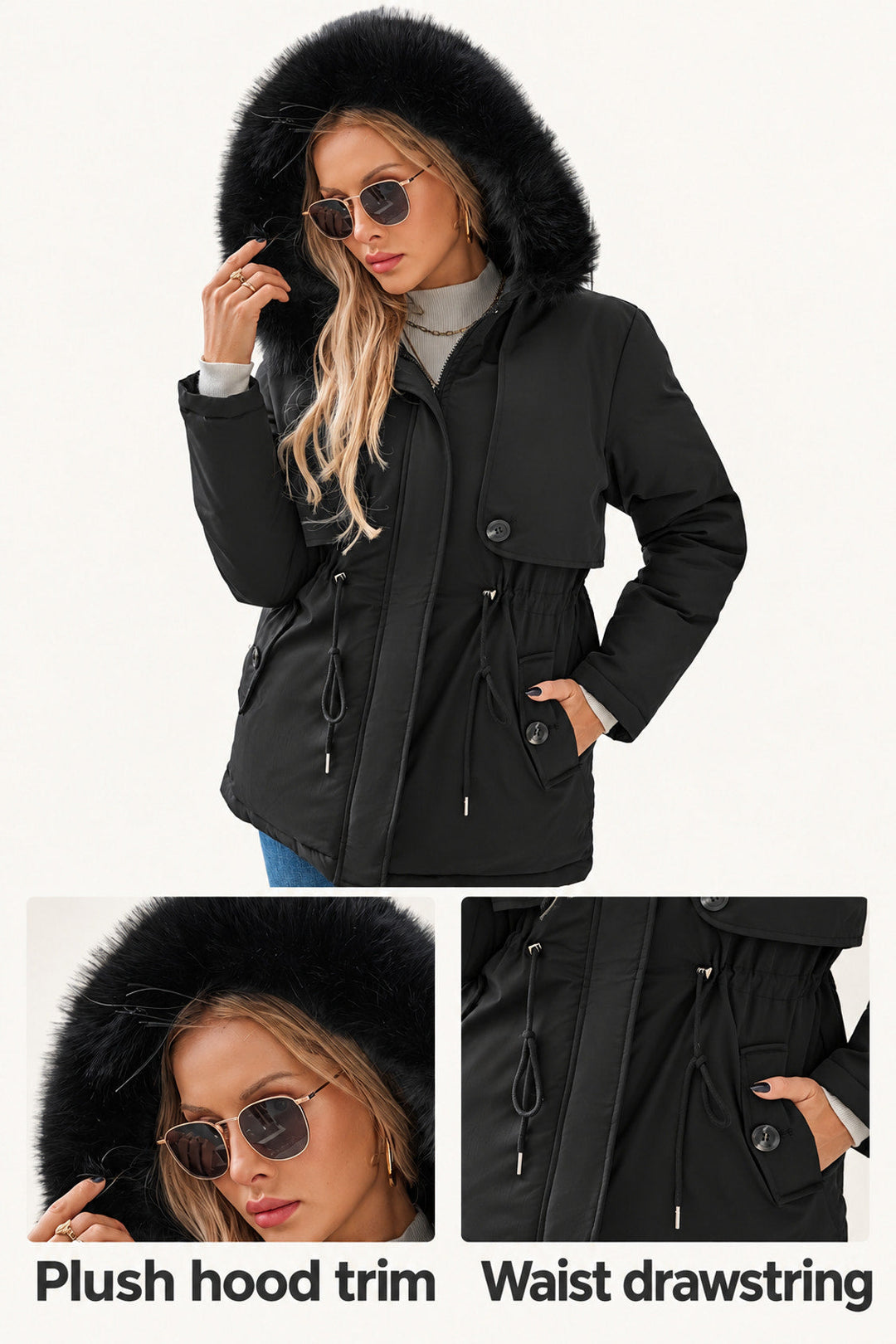 Lianne | Black Lightweight Hooded Jacket