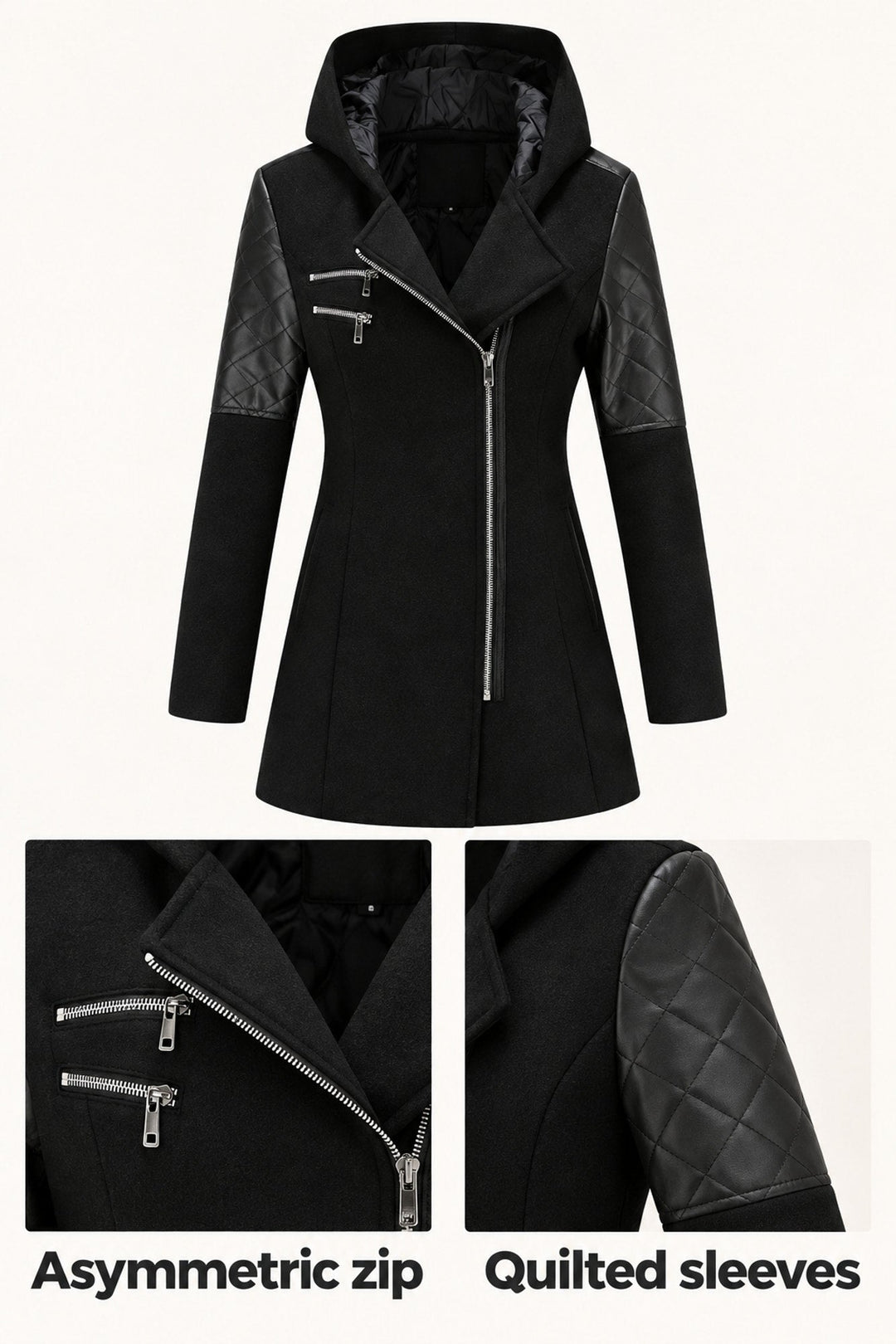Mabel | Black Asymmetric Zip Jacket