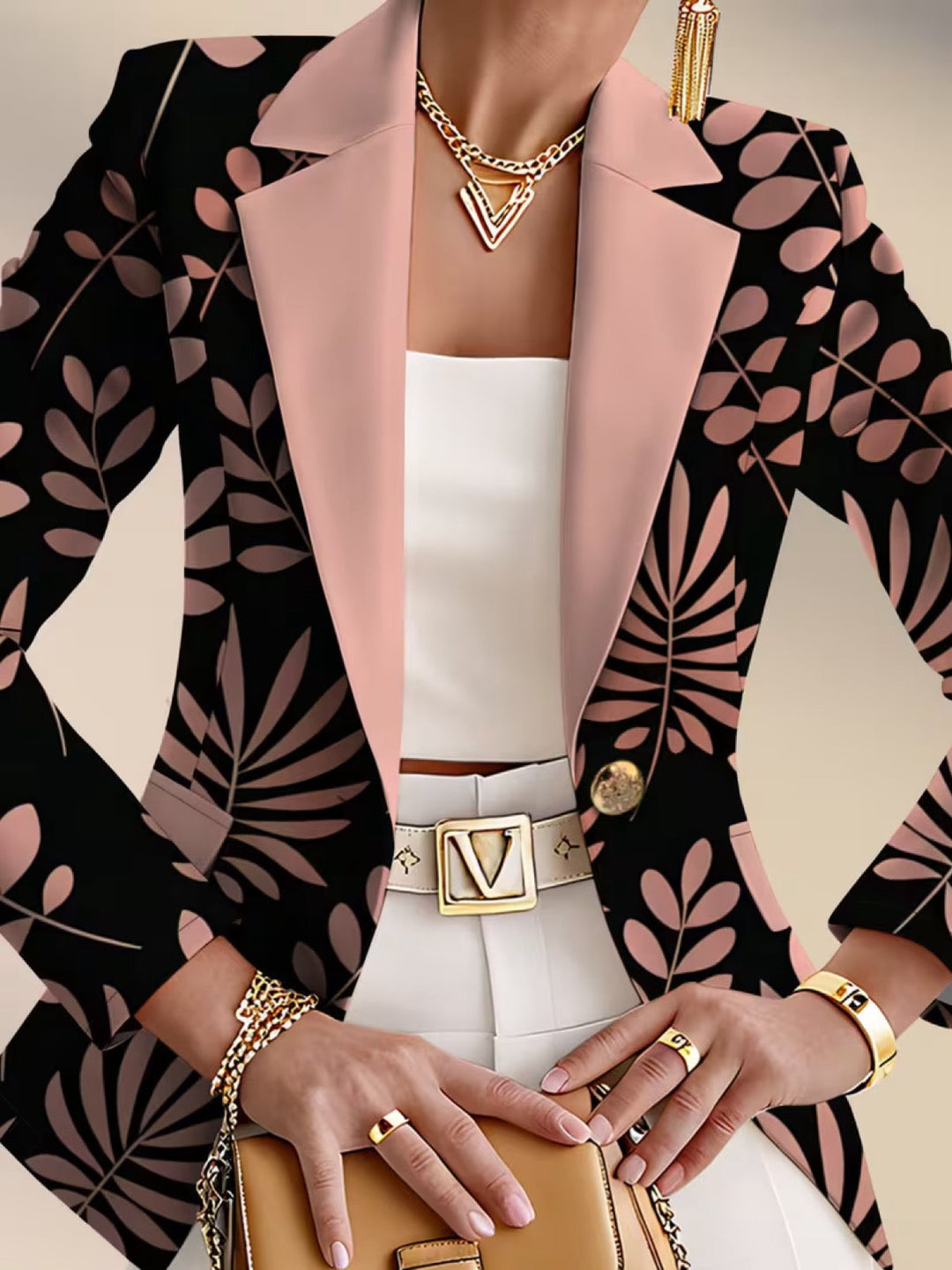 Odaya Pink Leaf Blazer