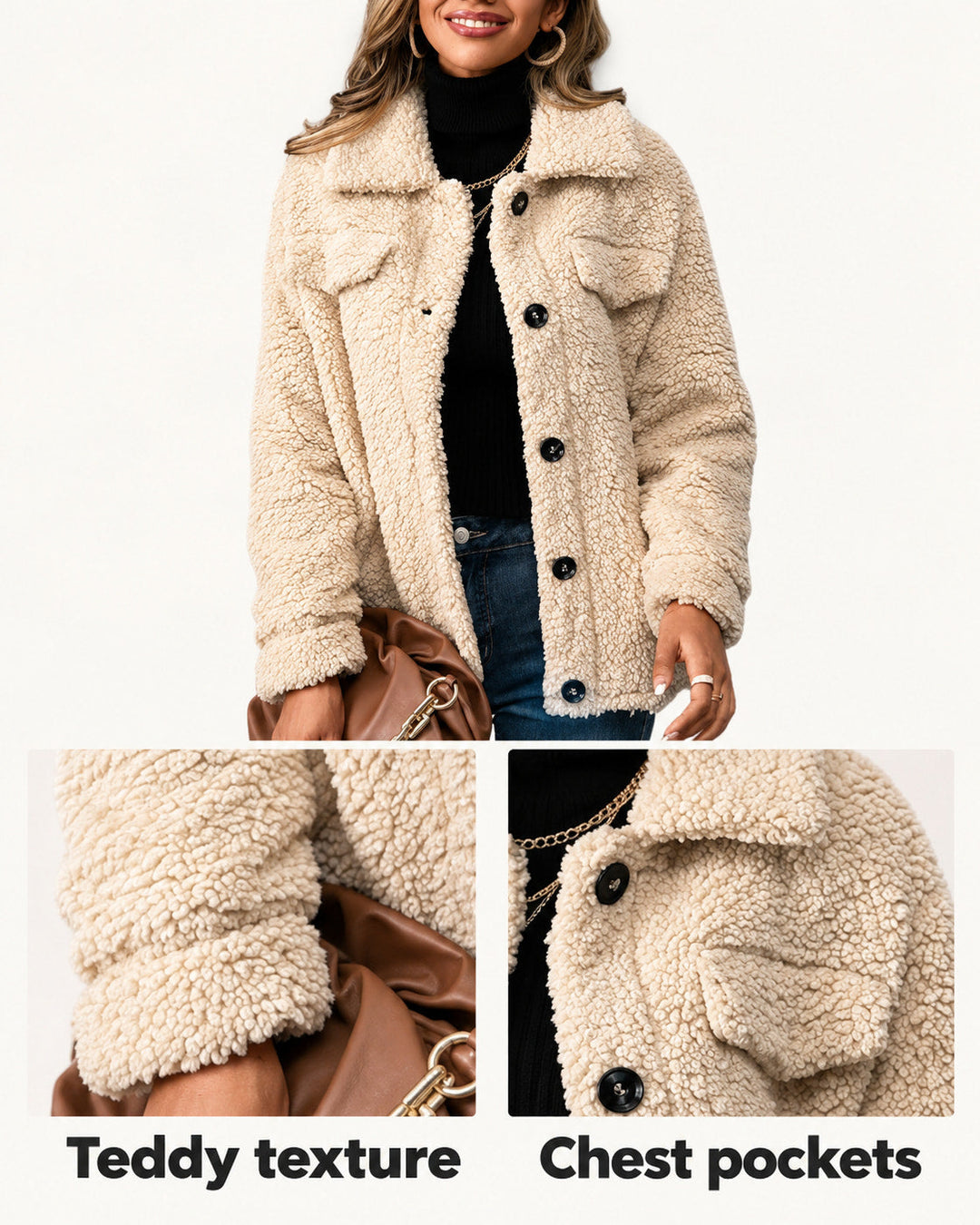 Olivia | Cream Teddy Jacket